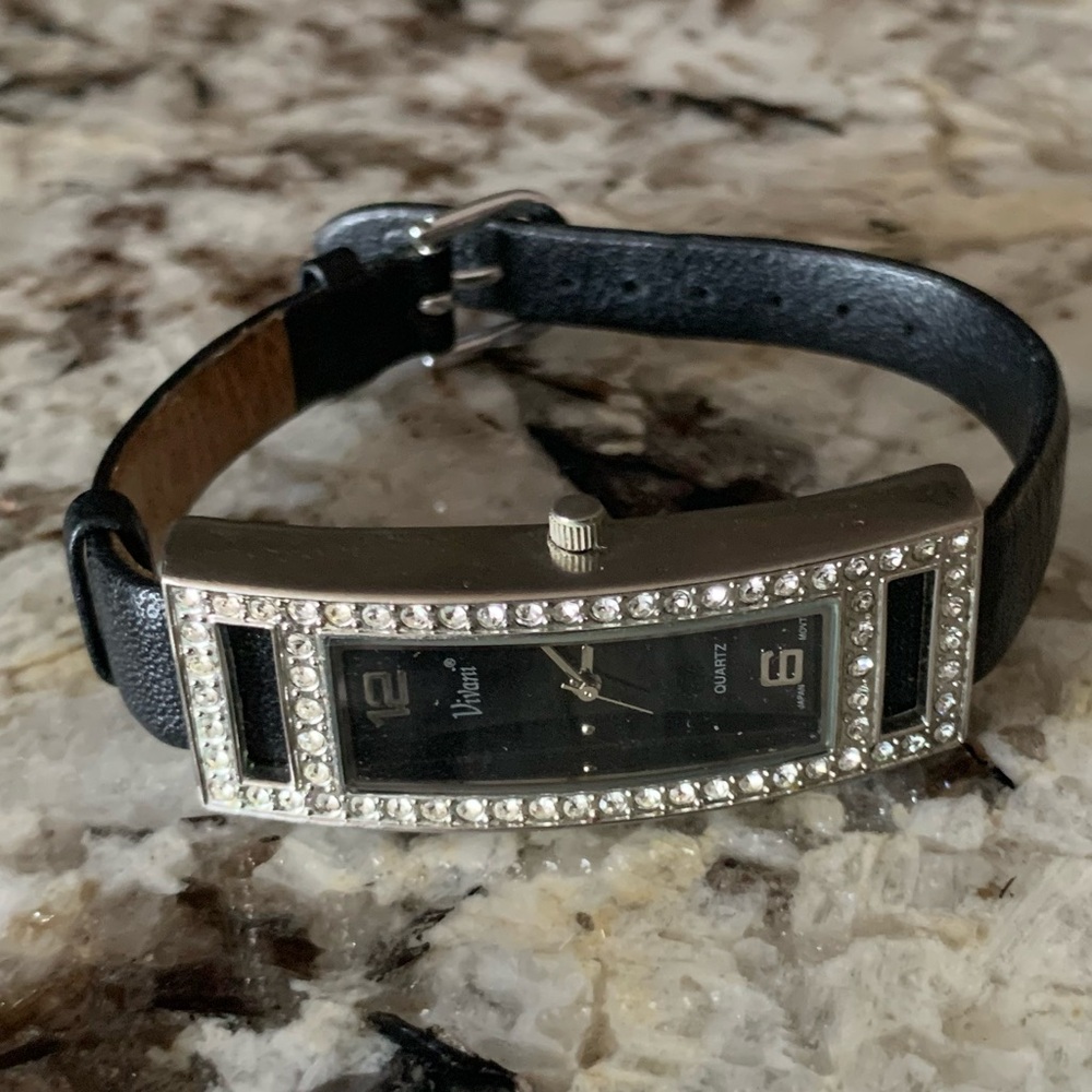 Vivani Stainless Steel Rhinestone Watch